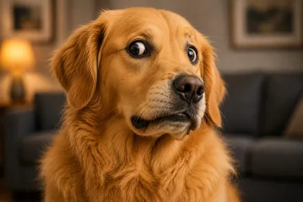A dog listening intently